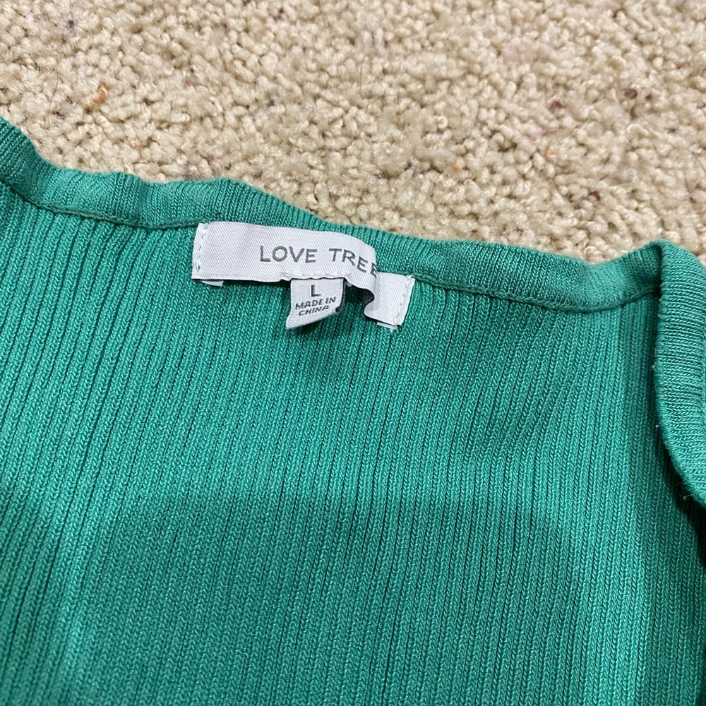 Love Tree Ribbed Bodysuit set- Green and brown- size L-281 - Picture 4 of 4